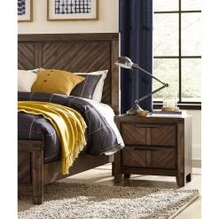 Modern-Rustic Design 1pc Wooden Nightstand Of Drawers Distressed Espresso Finish Plank Style Detailing Bedroom Furniture Brown -Bedroom Furniture Shop 847f4d9a4e1243d7aa2e246ed8843575