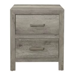 Transitional Aesthetic Bedroom Nightstand MDF Veneer Weathered Gray Finish Nickel Hardware Bedside Table Gray