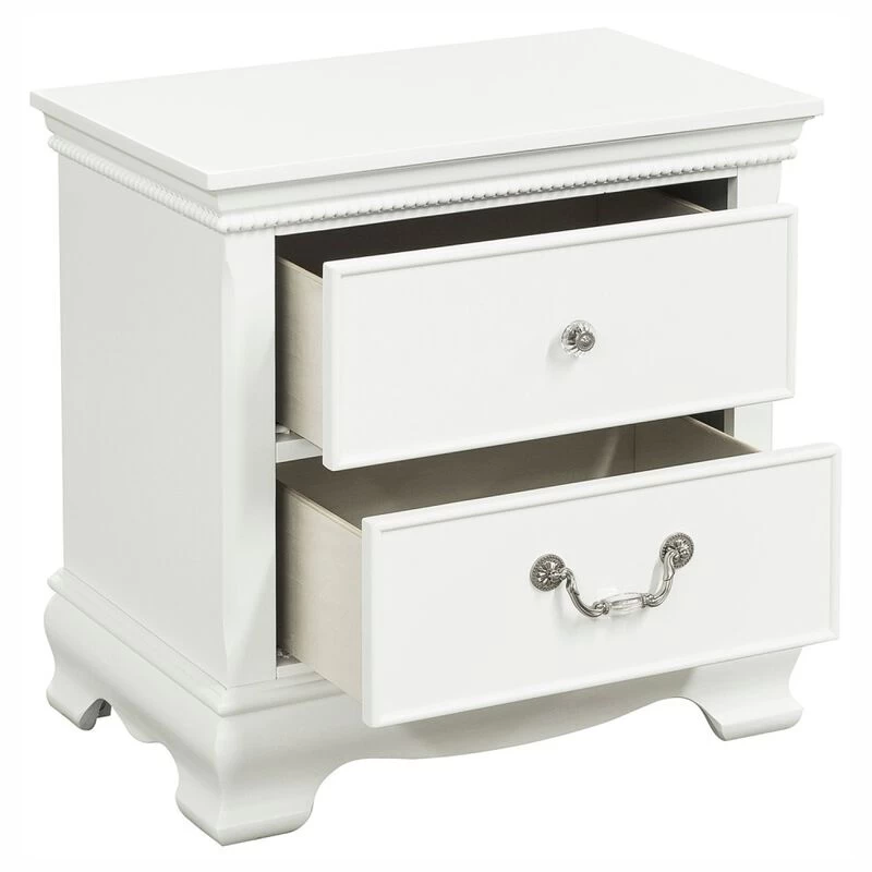 Classic Traditional Style 1pc Nightstand Wood White Finish Dovetail Drawers Bedside Table Bedroom Furniture White 4 Classic Traditional Style 1pc Nightstand Wood White Finish Dovetail Drawers Bedside Table Bedroom Furniture White - Image 2
