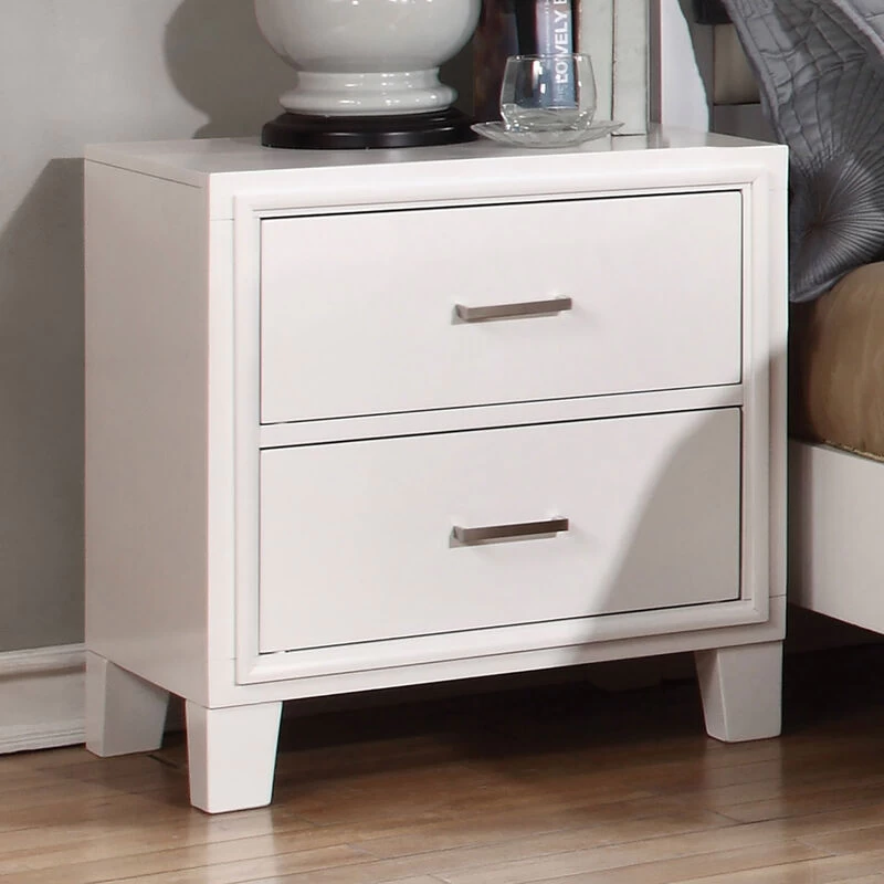 Simple Casual 1pc Nightstand White Color Solid Wood Bedroom Furniture Transitional Look Nightstand Nickel Bar Pull White 4 Simple Casual 1pc Nightstand White Color Solid Wood Bedroom Furniture Transitional Look Nightstand Nickel Bar Pull White - Image 2