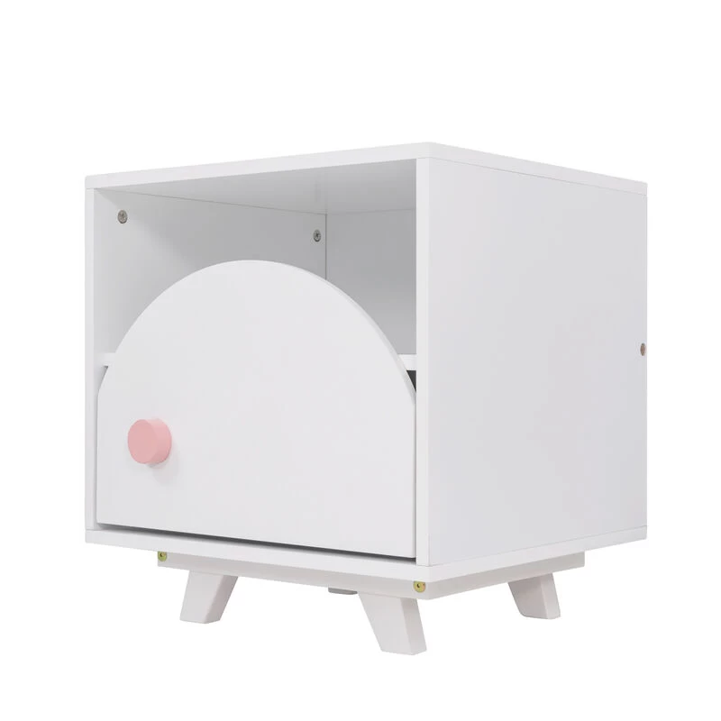 Wooden Nightstand With A Drawer And An Open Storage, End Table For Bedroom White 5 Wooden Nightstand With A Drawer And An Open Storage, End Table For Bedroom White - Image 3