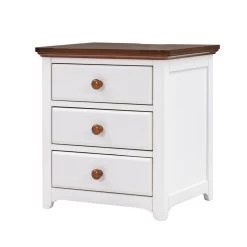 Wooden Nightstand With USB Charging Ports And Three Drawers, End Table For Bedroom, White