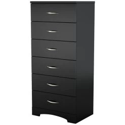 QuikFurn Black 6-Drawer Lingerie Chest For Contemporary Bedroom Black