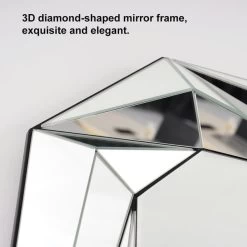 29.5" Oversized Art Deco Silver 3D Diamond Wall Mirror Decor Art Living Room Bedroom -Bedroom Furniture Shop 95d56e729c63d33ff167ffdb6cfbad32