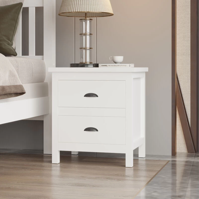 Versatile White 2-Drawers Nightstand, Bedside Table, End Table For Living Room Bedroom, Assembled With Sturdy Solid Wood 5 Versatile White 2-Drawers Nightstand, Bedside Table, End Table For Living Room Bedroom, Assembled With Sturdy Solid Wood - Image 3