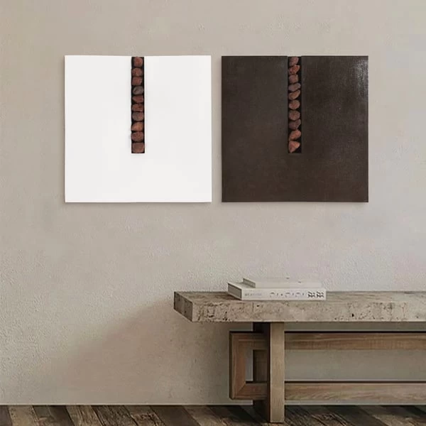 2 Pieces Modern 23.6" Square Abstract Stone Wall Decor Art Set Living Room Bedroom 5 2 Pieces Modern 23.6" Square Abstract Stone Wall Decor Art Set Living Room Bedroom - Image 3