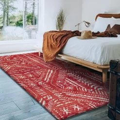 3'x 5' Boho Area Rug Red Moroccan Decorative Carpet Living Room & Bedroom -Bedroom Furniture Shop 9aad94b5ce69703074f398a57f94de25