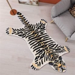 5' X 7' Tiger Area Rug Decorative Carpet With Animal Printing For Living Room & Bedroom