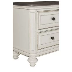 Antique White And Brown-Gray Finish 1pc Nightstand Of Drawers Black Knobs Traditional Design Bedroom Furniture -Bedroom Furniture Shop 9c2a4e920dab44b98795e1c5fa7039e0