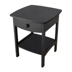 QuikFurn Black 1-Drawer Bedroom Nightstand Contemporary End Table Black