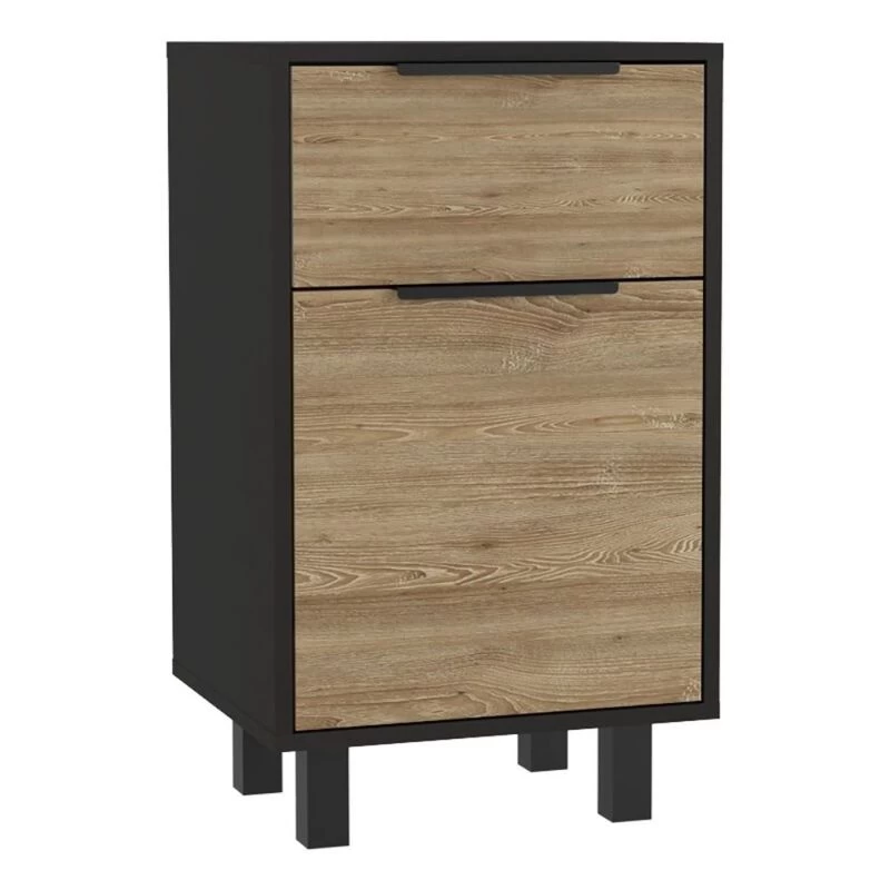 Homezia Stylish Black Wengue And Pine Bedroom Nightstand 5 Homezia Stylish Black Wengue And Pine Bedroom Nightstand - Image 3