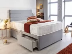 Damask Cotton Divan Set With Matching Headboard & Choice Of Mattress