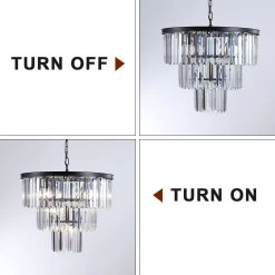 Black Crystal Chandeliers Ceiling Lighting For Bedroom Kitchen Island