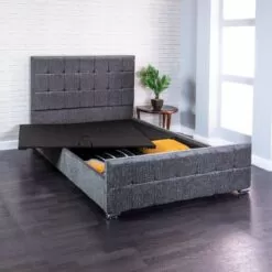 Charcoal Renata Cube Fabric Upholstered Bed Frame -Bedroom Furniture Shop CE4A0832 600x600 2