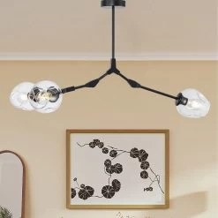 CurveCurio 3-Light Adjustable Abstract Chandelier With 4 Different Light Shade Living Room Light Bedroom Light -Bedroom Furniture Shop CurveCurio 3 Light Adjustable Abstract Chandelier with 4 Different Light Shade Living Room Light Bedroom Light 9