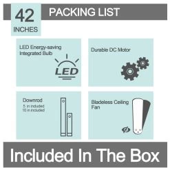 CurveCurio Concealable Modern Ceiling Fan, 6 Speed And 3 Light Tones, Remote Control Ceiling Fan For Bedroom And Living Room -Bedroom Furniture Shop CurveCurio 42inches Retractable DC Motor LED Ceiling Fan with Remote Control 10