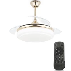 CurveCurio Concealable Modern Ceiling Fan, 6 Speed And 3 Light Tones, Remote Control Ceiling Fan For Bedroom And Living Room -Bedroom Furniture Shop CurveCurio 42inches Retractable DC Motor LED Ceiling Fan with Remote Control 11