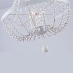 CurveCurio Farmhouse Chandelier 4 Blubs Antique Wood Chandelier For Bedroom, Porch And Kitchen -Bedroom Furniture Shop CurveCurio Modern Farmhouse Wood Lighting Drum Glam Wood Chandelier 11