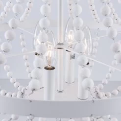 CurveCurio Farmhouse Chandelier 4 Blubs Antique Wood Chandelier For Bedroom, Porch And Kitchen