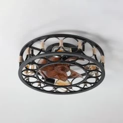 Cusp Barn 20-in Industrial Ceiling Fan With Lights Modern Farmhouse Low Profile Flush Mount DC Motor Ceiling Fan For Bedroom -Bedroom Furniture Shop Cusp Barn 20 in Ceiling Fan with Lights Dimmable LED and Remote Control Modern 6 Speeds DC Motor Ceiling Fan for Bedroom 5