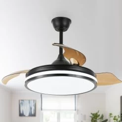 Cusp Barn 42 Inch Retractable Ceiling Fan With Lights And Remote 6 Speeds Noiseless DC Motor Ceiling Light For Bedroom -Bedroom Furniture Shop Cusp Barn 42 Inch Retractable Ceiling Fan with Lights and Remote 6 Speeds Noiseless DC Motor Ceiling Light for Bedroom 1