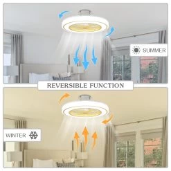 Cusp Barn 22-In Enclosed Bladeless Low Profile Ceiling Fan With Lights, 6 Speeds Smart Flush Mount Ceiling Light For Bedroom -Bedroom Furniture Shop Cusp Barn Enclosed Low Profile Ceiling Fan with Lights and APP Control Modern Bladeless Flush Mount Ceiling Light 3