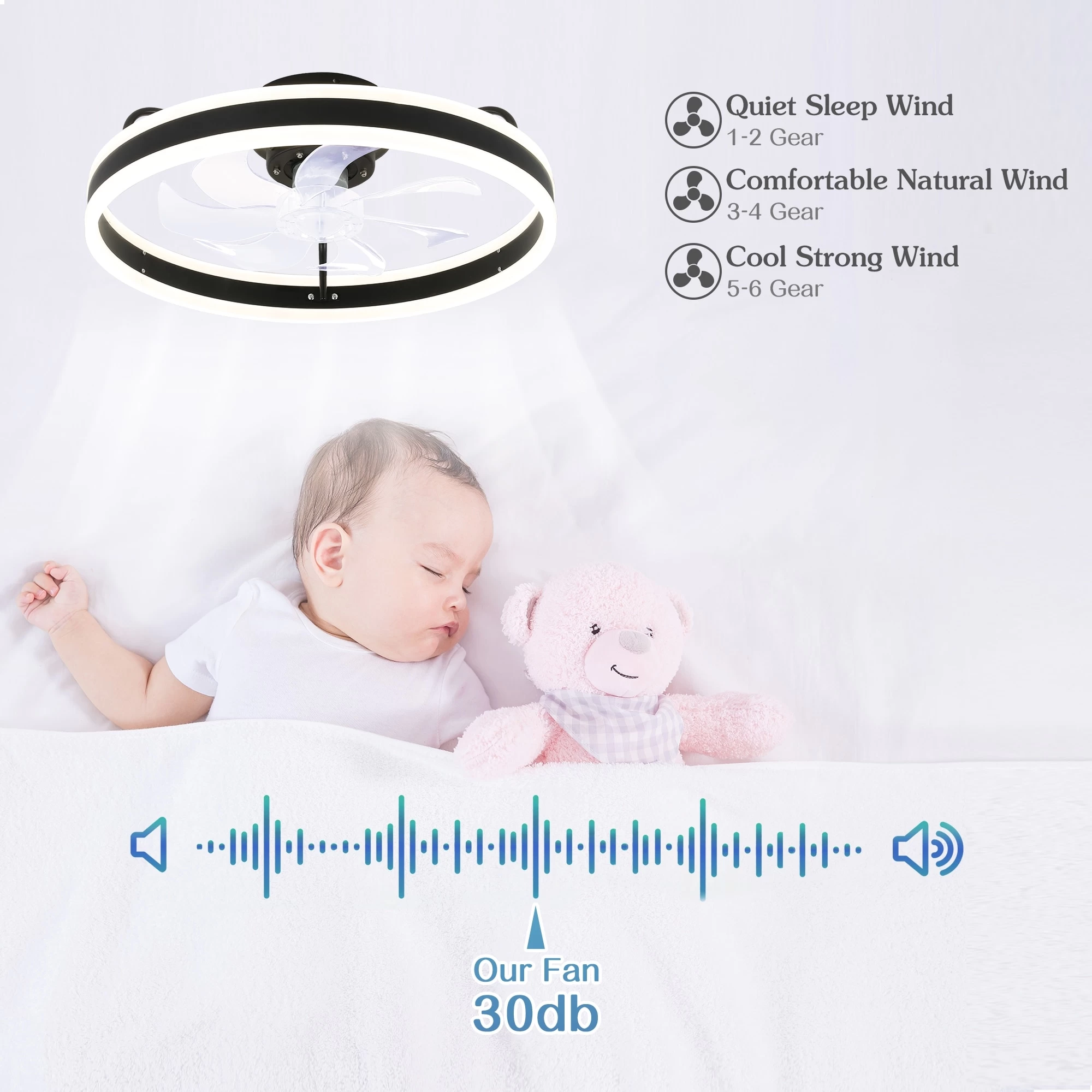 Cusp Barn Modern 20-In Low Profile Flush Mount Ceiling Fans With Lights And Smart APP Remote Control Ceiling Light For Bedroom 20 Cusp Barn Modern 20-In Low Profile Flush Mount Ceiling Fans With Lights And Smart APP Remote Control Ceiling Light For Bedroom - Image 18