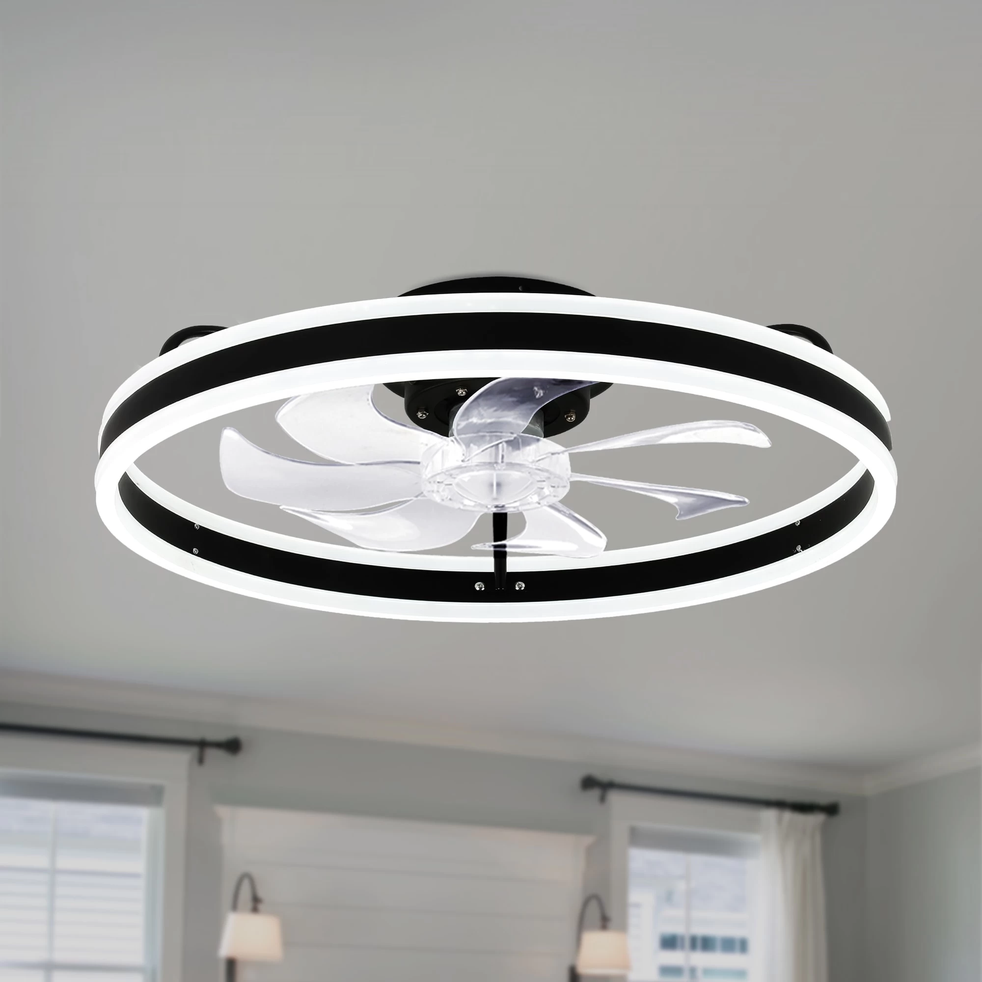 Cusp Barn Modern 20-In Low Profile Flush Mount Ceiling Fans With Lights And Smart APP Remote Control Ceiling Light For Bedroom 4 Cusp Barn Modern 20-In Low Profile Flush Mount Ceiling Fans With Lights And Smart APP Remote Control Ceiling Light For Bedroom - Image 2