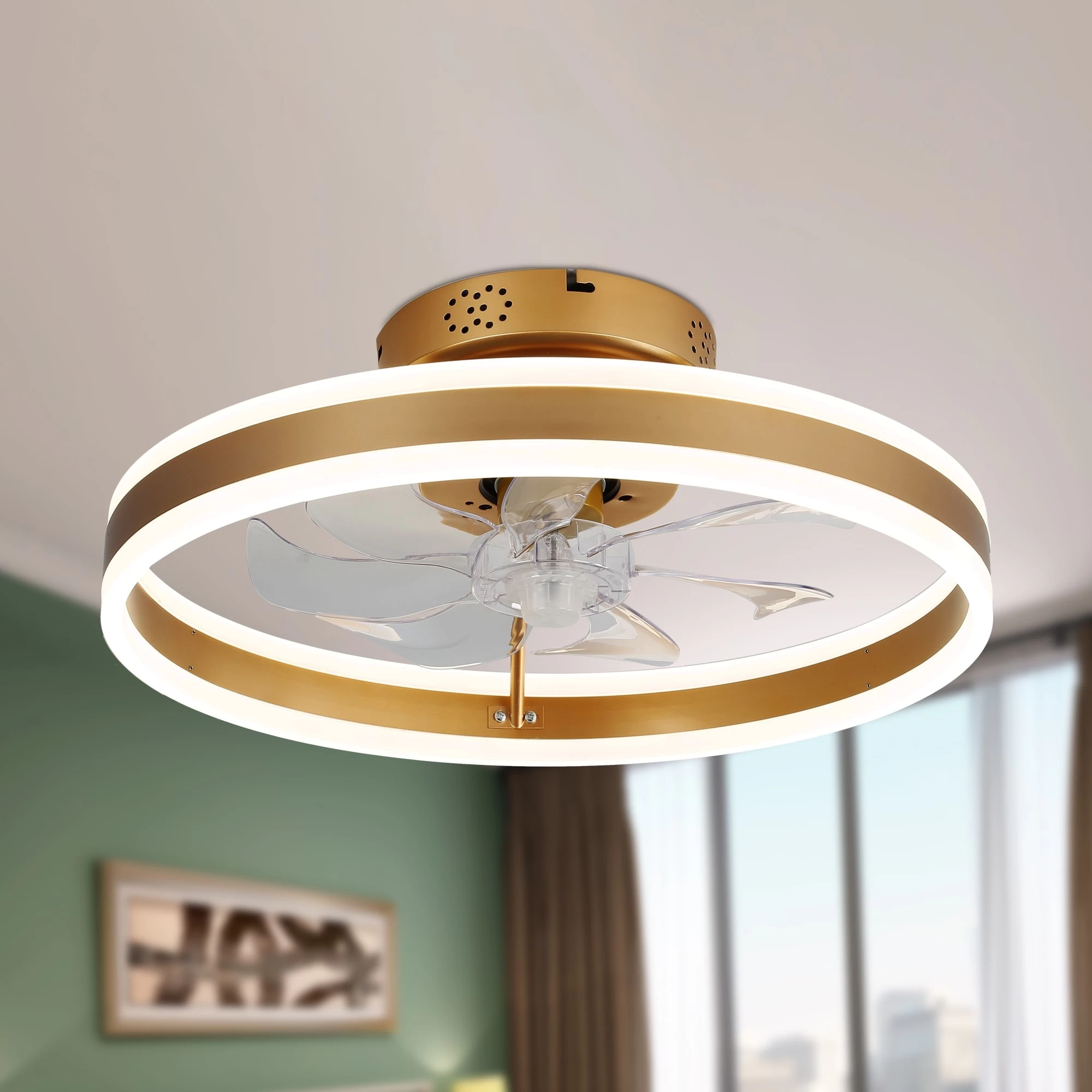 Cusp Barn Modern 20-In Low Profile Flush Mount Ceiling Fans With Lights And Smart APP Remote Control Ceiling Light For Bedroom 6 Cusp Barn Modern 20-In Low Profile Flush Mount Ceiling Fans With Lights And Smart APP Remote Control Ceiling Light For Bedroom - Image 4