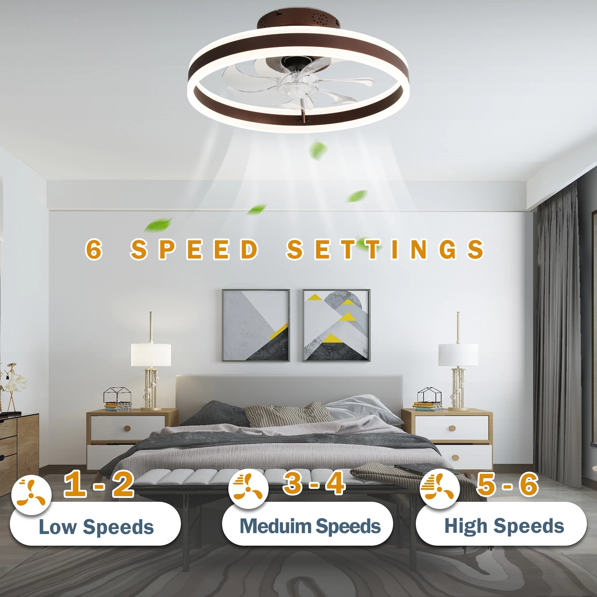 Cusp Barn Modern 20-In Low Profile Flush Mount Ceiling Fans With Lights And Smart APP Remote Control Ceiling Light For Bedroom 13 Cusp Barn Modern 20-In Low Profile Flush Mount Ceiling Fans With Lights And Smart APP Remote Control Ceiling Light For Bedroom - Image 11