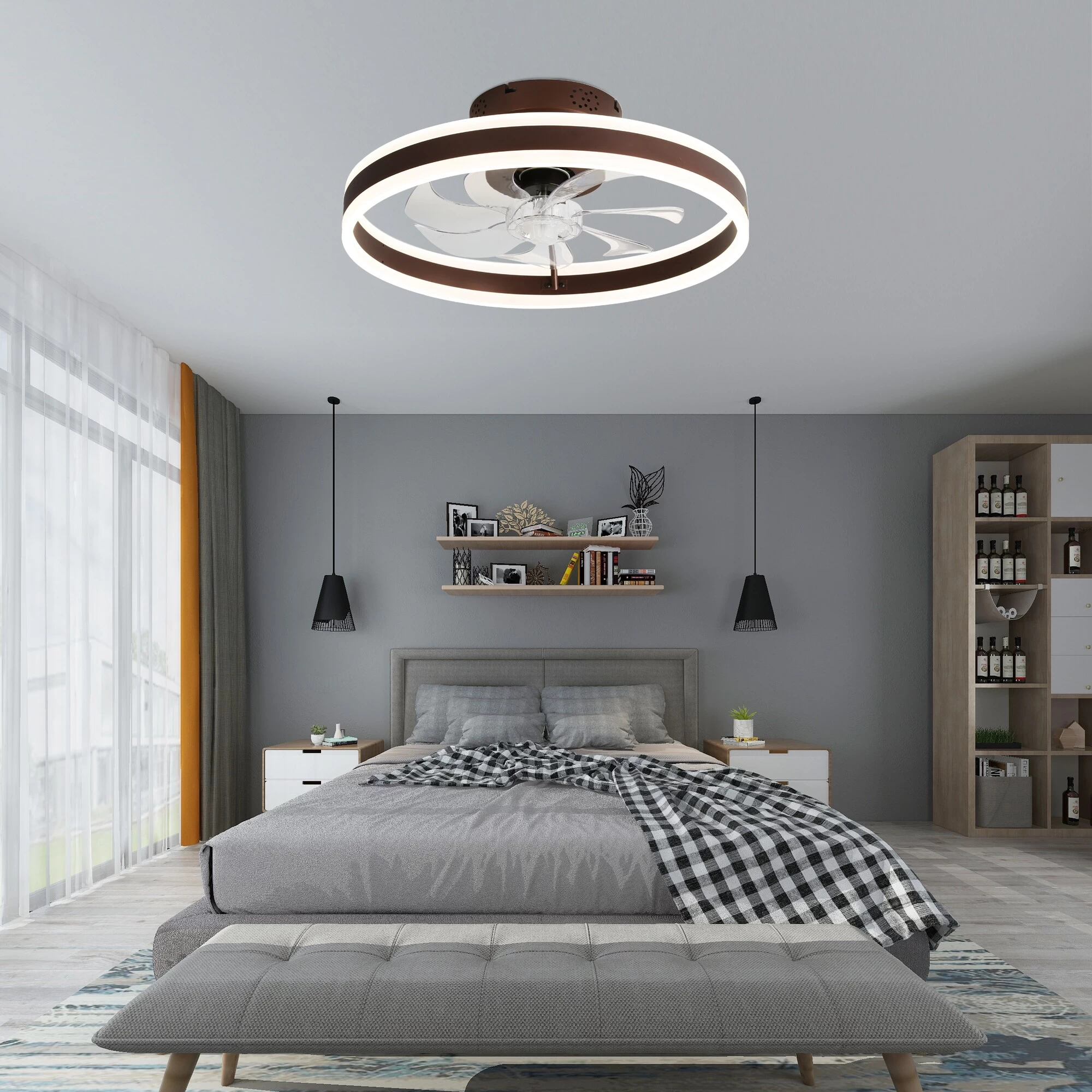 Cusp Barn Modern 20-In Low Profile Flush Mount Ceiling Fans With Lights And Smart APP Remote Control Ceiling Light For Bedroom 15 Cusp Barn Modern 20-In Low Profile Flush Mount Ceiling Fans With Lights And Smart APP Remote Control Ceiling Light For Bedroom - Image 13