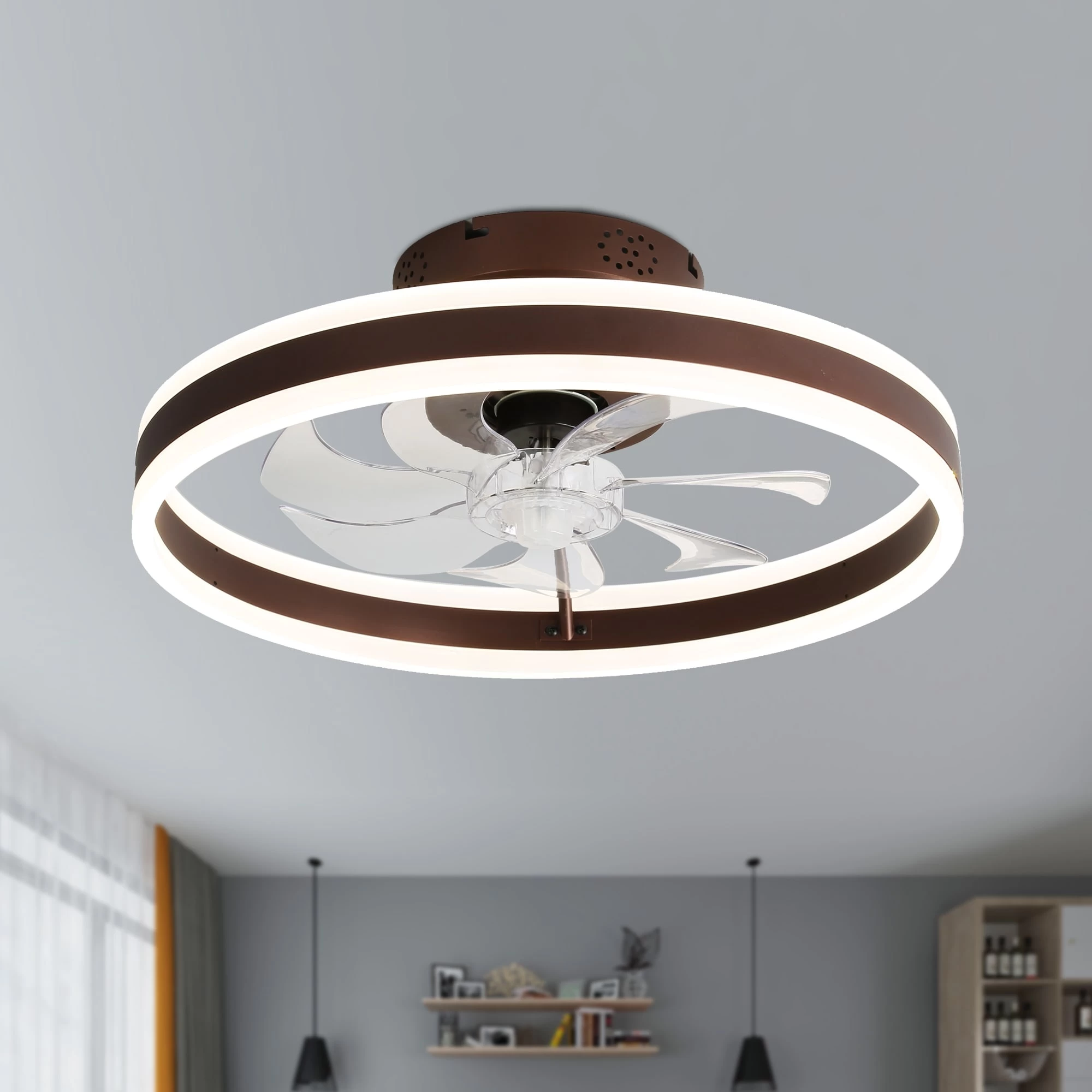 Cusp Barn Modern 20-In Low Profile Flush Mount Ceiling Fans With Lights And Smart APP Remote Control Ceiling Light For Bedroom 5 Cusp Barn Modern 20-In Low Profile Flush Mount Ceiling Fans With Lights And Smart APP Remote Control Ceiling Light For Bedroom - Image 3