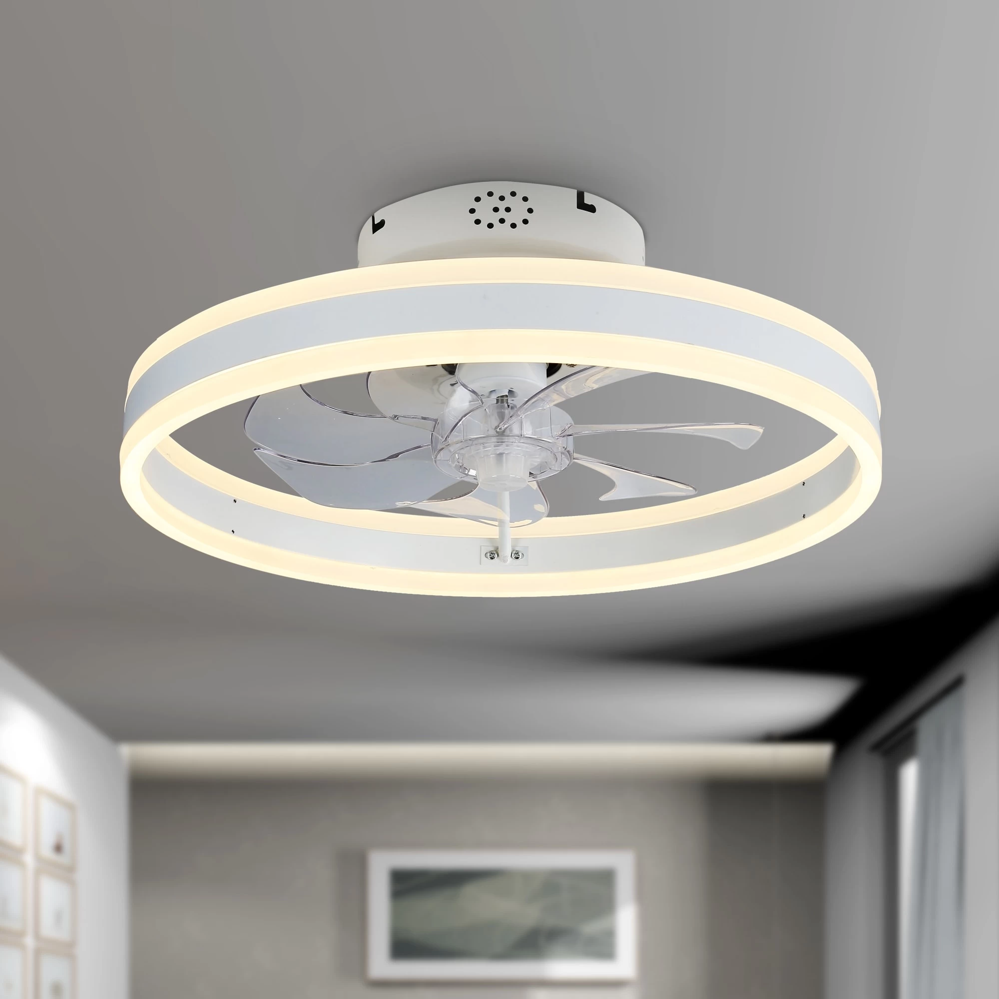 Cusp Barn Modern 20-In Low Profile Flush Mount Ceiling Fans With Lights And Smart APP Remote Control Ceiling Light For Bedroom 7 Cusp Barn Modern 20-In Low Profile Flush Mount Ceiling Fans With Lights And Smart APP Remote Control Ceiling Light For Bedroom - Image 5