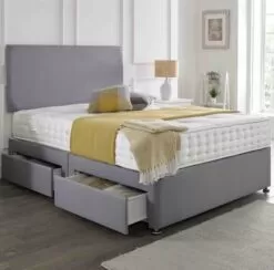 Naples Suede Divan Set With Classic Headboard & Choice Of Mattress