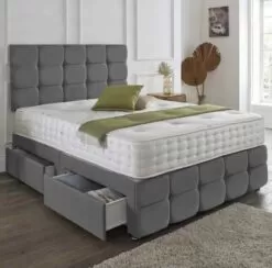 New Plush Divan Set + Matching Rio Headboard & Footboard + Hand Tufted Pocket Spring Memory Mattress