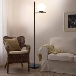 Depuley Sphere Floor Lamp-9W Frost Glass Globe Standing Lamp For Bedroom Tall Pole E26 LED Light Base - N/A -Bedroom Furniture Shop Depuley Sphere Floor Lamp 9W Frost Glass Globe Standing Lamp for Bedroom Tall Pole E26 LED Light Base 11