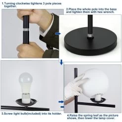 Depuley Sphere Floor Lamp-9W Frost Glass Globe Standing Lamp For Bedroom Tall Pole E26 LED Light Base - N/A -Bedroom Furniture Shop Depuley Sphere Floor Lamp 9W Frost Glass Globe Standing Lamp for Bedroom Tall Pole E26 LED Light Base 16