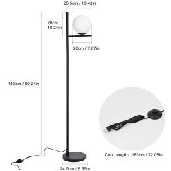 Depuley Sphere Floor Lamp-9W Frost Glass Globe Standing Lamp For Bedroom Tall Pole E26 LED Light Base - N/A -Bedroom Furniture Shop Depuley Sphere Floor Lamp 9W Frost Glass Globe Standing Lamp for Bedroom Tall Pole E26 LED Light Base 3