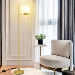 Depuley Sphere Floor Lamp-9W Frost Glass Globe Standing Lamp For Bedroom Tall Pole E26 LED Light Base - N/A -Bedroom Furniture Shop Depuley Sphere Floor Lamp 9W Frost Glass Globe Standing Lamp for Bedroom Tall Pole E26 LED Light Base 5