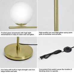 Depuley Sphere Floor Lamp-9W Frost Glass Globe Standing Lamp For Bedroom Tall Pole E26 LED Light Base - N/A -Bedroom Furniture Shop Depuley Sphere Floor Lamp 9W Frost Glass Globe Standing Lamp for Bedroom Tall Pole E26 LED Light Base 7