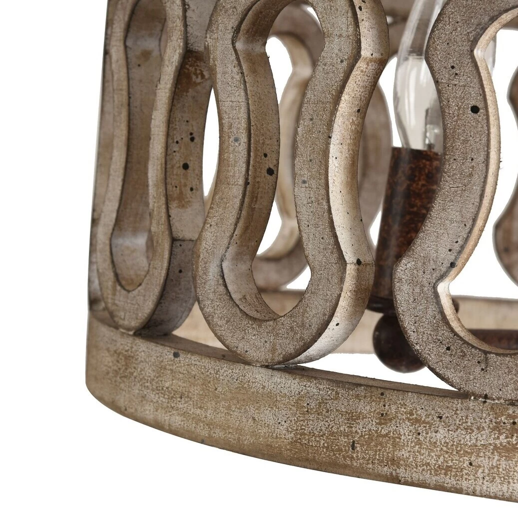 Farmhouse And Modern 3-Light Drum Shade Wood Chandelier With 3 Chains Distressed Weathered Rusty Antique Wood Light For Bedroom 16 Farmhouse And Modern 3-Light Drum Shade Wood Chandelier With 3 Chains Distressed Weathered Rusty Antique Wood Light For Bedroom - Image 14