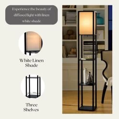 Floor Lamp With Shelves - Bedroom Light With Wooden Storage Shelves -Bedroom Furniture Shop Floor Lamp with Shelves Bedroom Light with Wooden Storage Shelves 7