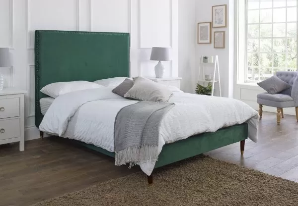 Emerald Green Plush Upholstered Bed Frame 5 Emerald Green Plush Upholstered Bed Frame - Image 3