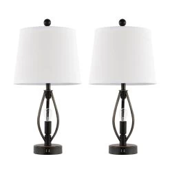 GetLedel 22-inch Modern Farmhouse Table Lamp Set With 2 USB Ports For Living Room Bedroom 12 GetLedel 22-inch Modern Farmhouse Table Lamp Set With 2 USB Ports For Living Room Bedroom -Bedroom Furniture Shop GetLedel 2622 Modern Farmhouse Table Lamp Set of 2 with 2 USB Ports for Living Room Bedroom 3