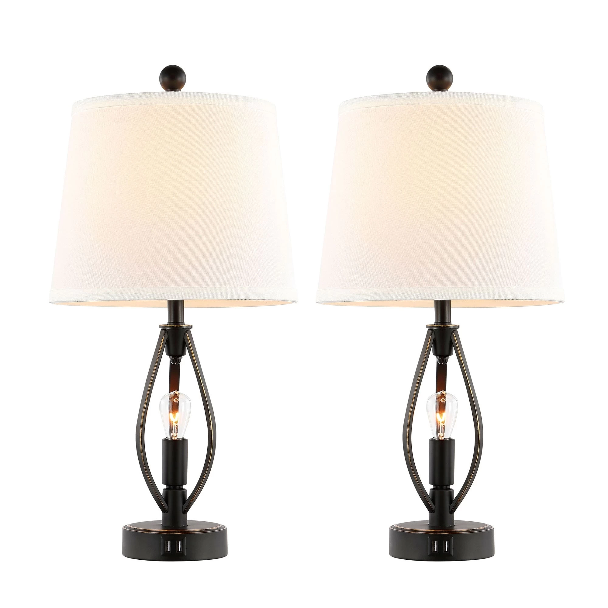 GetLedel 22-inch Modern Farmhouse Table Lamp Set With 2 USB Ports For Living Room Bedroom 7 GetLedel 22-inch Modern Farmhouse Table Lamp Set With 2 USB Ports For Living Room Bedroom - Image 5