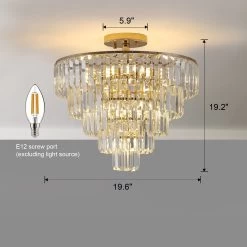 Gold Crystal Chandeliers Flush Mount Lighting For For Living Room Bedroom 12 Gold Crystal Chandeliers Flush Mount Lighting For For Living Room Bedroom -Bedroom Furniture Shop Gold Crystal Chandeliers Flush Mount Lighting for for Living Room Bedroom 3