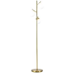 HOMCOM 3-Light Modern Floor Lamps For Living Room, Tree Standing Lamp For Bedroom With Globe Lampshade, Steel Base, Gold -Bedroom Furniture Shop HOMCOM 3 Light Modern Floor Lamps for Living Room2C Tree Standing Lamp for Bedroom with Globe Lampshade2C Steel Base2C Gold 2