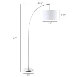 HOMCOM Arc Floor Reading Lamp, Tall Pole Standing Lamp With Hanging Fabric Lampshade For Living Room Or Bedroom, Silver/White 13 HOMCOM Arc Floor Reading Lamp, Tall Pole Standing Lamp With Hanging Fabric Lampshade For Living Room Or Bedroom, Silver/White -Bedroom Furniture Shop HOMCOM Arc Floor Reading Lamp2C Tall Pole Standing Lamp with Hanging Fabric Lampshade for Living Room or Bedroom2C Silver White 3