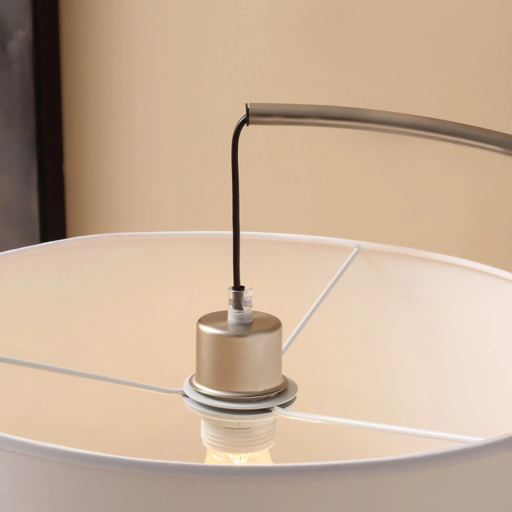 HOMCOM Arc Floor Reading Lamp, Tall Pole Standing Lamp With Hanging Fabric Lampshade For Living Room Or Bedroom, Silver/White 3 HOMCOM Arc Floor Reading Lamp, Tall Pole Standing Lamp With Hanging Fabric Lampshade For Living Room Or Bedroom, Silver/White