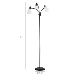 HOMCOM Modern And Contemporary Floor Lamp For Living Room And Bedroom With 3 Flexible Bending Lights, Standing Bedside Lamp -Bedroom Furniture Shop HOMCOM Arc Tree Floor Lamp with 3 Adjustable Rotating Lights2C for Bedroom Living Room2C Industrial Standing Lamp2C Black 3